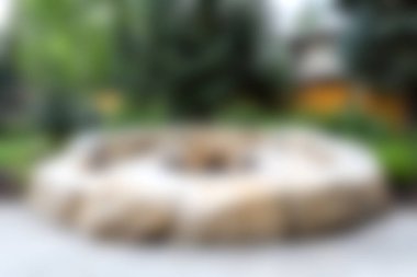 Bu resim, taşlarla ve yemyeşil yeşilliklerle çevrili sıcacık bir ateş çukurunu gösteriyor. Arka bahçedeki toplanma ve rahatlama için ideal..