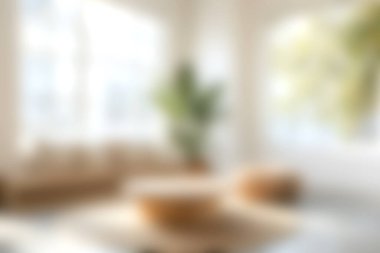 Parlak ve rahat bir oturma odasında doğal ışık ve minimalist dekor sergilenerek rahatlama ve şık yaşam için ideal bir ortam yaratılıyor..