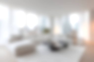 Bu parlak oturma odası yumuşak renklere ve bol doğal ışığa sahip modern bir minimalist tasarıma sahip. Sıcak bir ortam yaratmak için ideal..