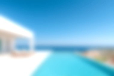 Sonsuzluk havuzu, mavi okyanus ve rahatlama ve rahatlama için mükemmel parlak gökyüzü olan modern bir villanın huzurunu yaşayın. Huzurlu bir kaçamağın tadını çıkar..