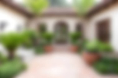 Bereketli yeşillik ve terasotta tencereleri olan sakin bir bahçe avlusu, rahatlama ve huzur için mükemmel, doğal güzellik ve sükunet sergiliyor..