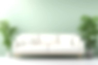 Modern salon oturma odasında yeşil alanlarla çevrili şık bir kanepe sergilenerek sakin bir atmosfer yaratılıyor. Rahatlama ve samimi toplantılar için ideal..