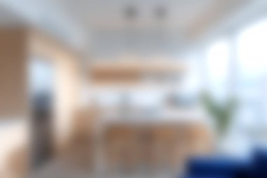 Bu resim modern bir mutfak, parlak bir dekor, açık bir düzen ve minimalist tasarım sergiliyor. Doğal ışık boşluğu dolduruyor, davetkar atmosferini arttırıyor..