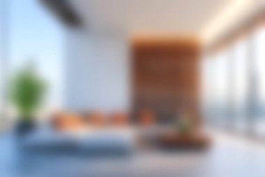 Bu görüntüde modern bir oturma odası var. Parlak doğal ışık, şık mobilyalar ve rahatlama için mükemmel sakin bir atmosfer var..