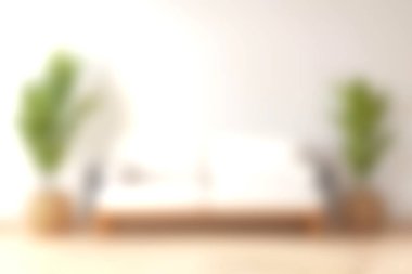 Parlak doğal ışık ve canlı saksı bitkilerinden oluşan rahat bir yatak odası rahatlama ve rahatlama için sakin bir atmosfer yaratır. Ev dekorasyonu ilhamı için ideal.