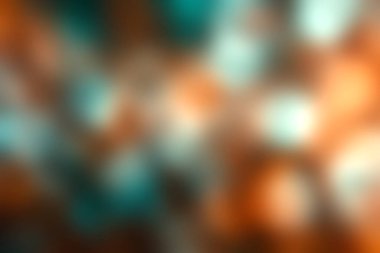 Renkli Bokeh ışıklarının büyüleyici soyut görüntüsü. Canlı turkuaz ve bakır gibi dairesel şekiller içeriyor. Sanatsal ve dekoratif projeler için mükemmel..