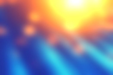 Mavi ve turuncu gölgelerde parlak ışık huzmeleri ve yumuşak ışık saçan soyut bir arka plan. Sanatsal projeler ve sakin tasarımlar için mükemmel..