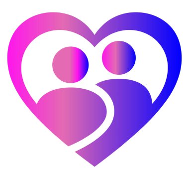 İçinde sevgi ve bağlantı sembolünü temsil eden iki kişi olan soyut gradyan kalp.