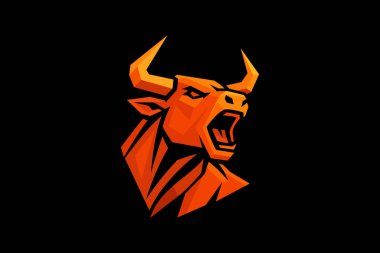 Cesur turuncu renkli vahşi bir boğanın vektör çizimi