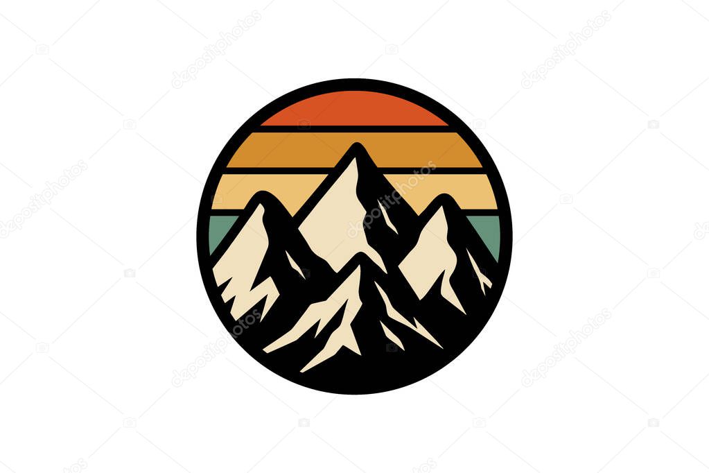 Mountain peak design with vintage style vector template