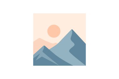 Yumuşak renklere sahip bir dağ manzarasının vektör çizimi