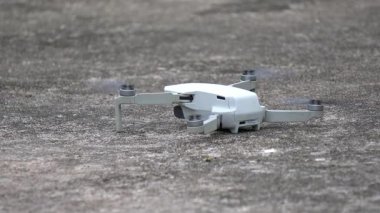 drone start flying in slow motion.