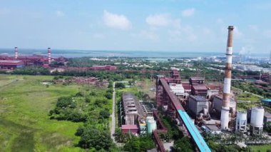 Hint demir fabrikasının hava manzarası. Çelik Sanayi 'nin hava manzarası. Hindistan 'daki büyük sanayi fabrikası..