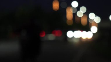 Bokeh Işık ve Gece Şehri 'nin soyut arkaplanı