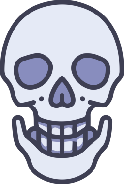 Modern Grafik ve Minimalist Tasarım ile Kalın Kafatası Simgesi Katı Renk İllüstrasyonu