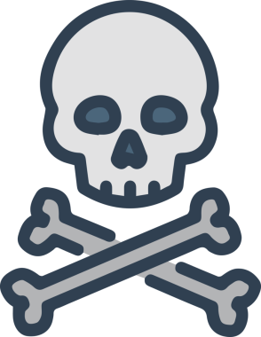 Modern Grafik ve Minimalist Tasarım ile Kalın Kafatası Simgesi Katı Renk İllüstrasyonu