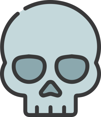 Modern Grafik ve Minimalist Tasarım ile Kalın Kafatası Simgesi Katı Renk İllüstrasyonu