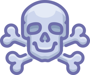 Modern Grafik ve Minimalist Tasarım ile Kalın Kafatası Simgesi Katı Renk İllüstrasyonu