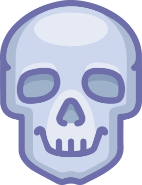 Modern Grafik ve Minimalist Tasarım ile Kalın Kafatası Simgesi Katı Renk İllüstrasyonu