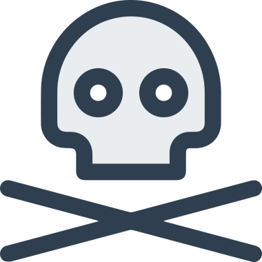 Modern Grafik ve Minimalist Tasarım ile Kalın Kafatası Simgesi Katı Renk İllüstrasyonu