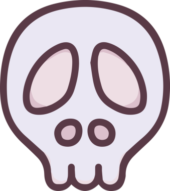 Modern Grafik ve Minimalist Tasarım ile Kalın Kafatası Simgesi Katı Renk İllüstrasyonu