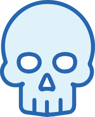 Modern Grafik ve Minimalist Tasarım ile Kalın Kafatası Simgesi Katı Renk İllüstrasyonu