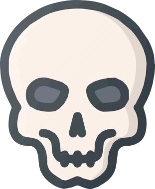 Modern Grafik ve Minimalist Tasarım ile Kalın Kafatası Simgesi Katı Renk İllüstrasyonu