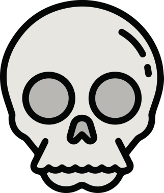 Bold Skull Icon Symbol Solid Color Illustration with Modern Graphic and Minimalist Design