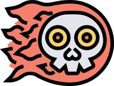 Modern Grafik ve Minimalist Tasarım ile Kalın Kafatası Simgesi Katı Renk İllüstrasyonu