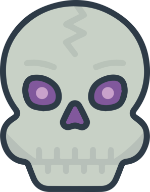 Modern Grafik ve Minimalist Tasarım ile Kalın Kafatası Simgesi Katı Renk İllüstrasyonu