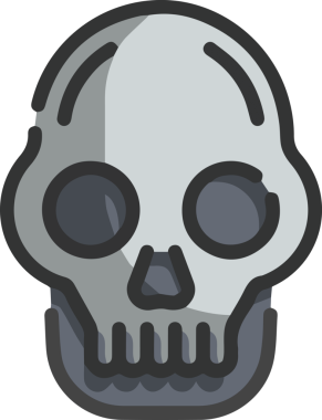 Modern Grafik ve Minimalist Tasarım ile Kalın Kafatası Simgesi Katı Renk İllüstrasyonu