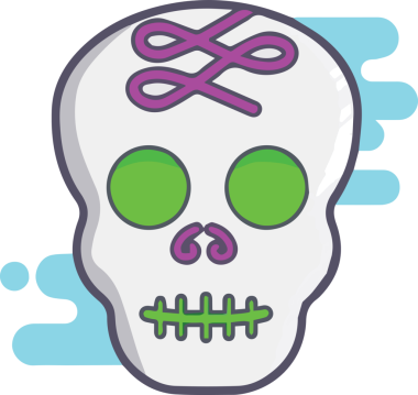 Modern Grafik ve Minimalist Tasarım ile Kalın Kafatası Simgesi Katı Renk İllüstrasyonu