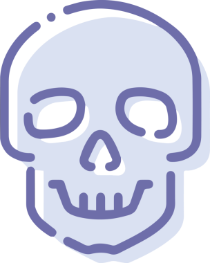 Modern Grafik ve Minimalist Tasarım ile Kalın Kafatası Simgesi Katı Renk İllüstrasyonu