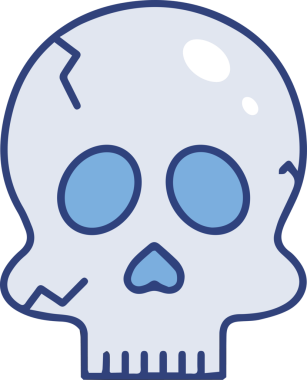 Modern Grafik ve Minimalist Tasarım ile Kalın Kafatası Simgesi Katı Renk İllüstrasyonu