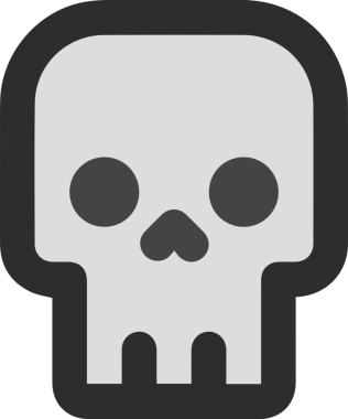 Modern Grafik ve Minimalist Tasarım ile Kalın Kafatası Simgesi Katı Renk İllüstrasyonu