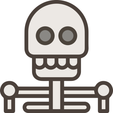 Modern Grafik ve Minimalist Tasarım ile Kalın Kafatası Simgesi Katı Renk İllüstrasyonu