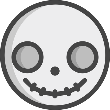 Modern Grafik ve Minimalist Tasarım ile Kalın Kafatası Simgesi Katı Renk İllüstrasyonu