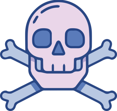 Modern Grafik ve Minimalist Tasarım ile Kalın Kafatası Simgesi Katı Renk İllüstrasyonu