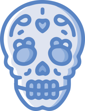 Modern Grafik ve Minimalist Tasarım ile Kalın Kafatası Simgesi Katı Renk İllüstrasyonu