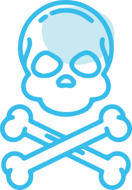 Modern Grafik ve Minimalist Tasarım ile Kalın Kafatası Simgesi Katı Renk İllüstrasyonu