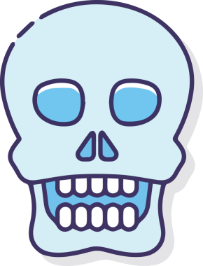 Modern Grafik ve Minimalist Tasarım ile Kalın Kafatası Simgesi Katı Renk İllüstrasyonu