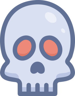 Modern Grafik ve Minimalist Tasarım ile Kalın Kafatası Simgesi Katı Renk İllüstrasyonu