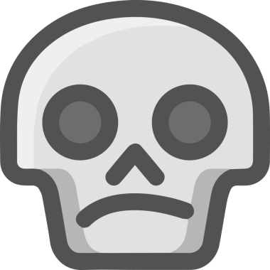 Modern Grafik ve Minimalist Tasarım ile Kalın Kafatası Simgesi Katı Renk İllüstrasyonu