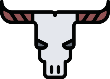 Modern Grafik ve Minimalist Tasarım ile Kalın Kafatası Simgesi Katı Renk İllüstrasyonu