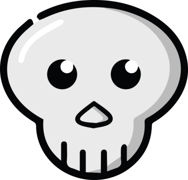 Modern Grafik ve Minimalist Tasarım ile Kalın Kafatası Simgesi Katı Renk İllüstrasyonu