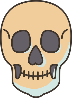 Modern Grafik ve Minimalist Tasarım ile Kalın Kafatası Simgesi Katı Renk İllüstrasyonu