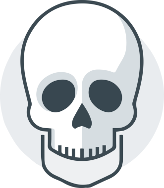 Modern Grafik ve Minimalist Tasarım ile Kalın Kafatası Simgesi Katı Renk İllüstrasyonu