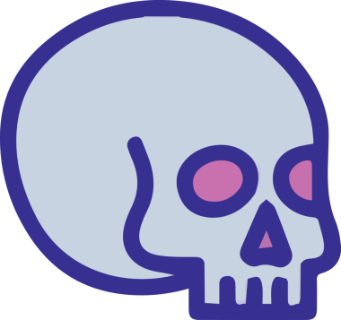 Modern Grafik ve Minimalist Tasarım ile Kalın Kafatası Simgesi Katı Renk İllüstrasyonu