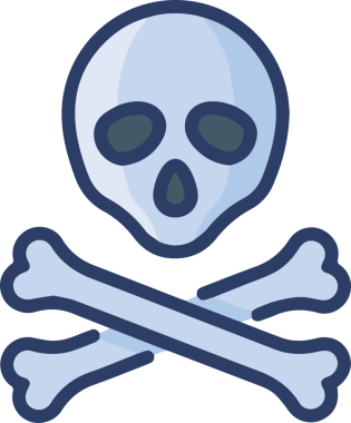 Modern Grafik ve Minimalist Tasarım ile Kalın Kafatası Simgesi Katı Renk İllüstrasyonu