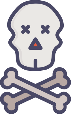 Modern Grafik ve Minimalist Tasarım ile Kalın Kafatası Simgesi Katı Renk İllüstrasyonu